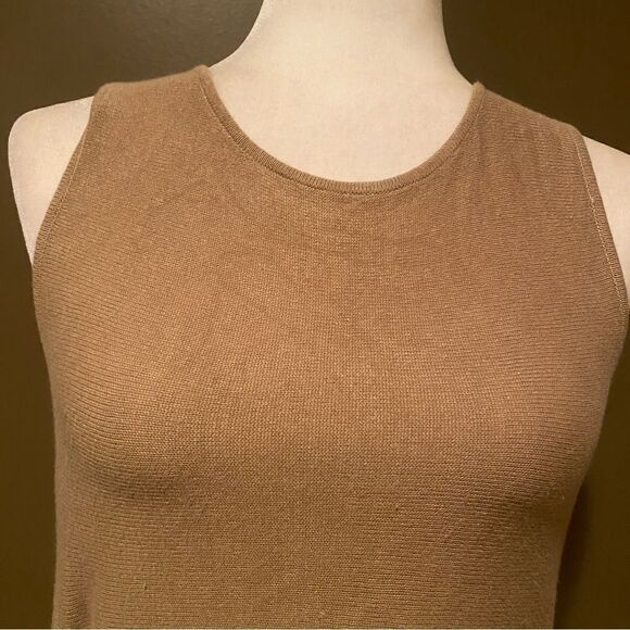 J Jill Tan Linen Blend Under Shirt Tank Top Sleeveless Shirt Frayed Bottom Small - Picture 6 of 8
